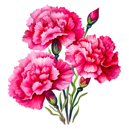 Pink Carnations 100% Cotton Fabric Panel Block DD7001