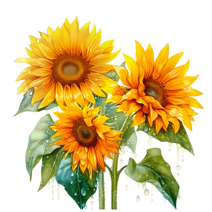 Three sunflowers fabric panel