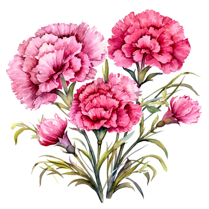 Pink Carnations Floral 100% Cotton Fabric Panel Block DD7021