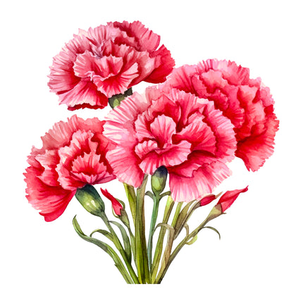 Pink Carnations Floral 100% Cotton Fabric Panel Block DD7022