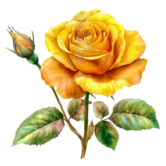 Yellow Rose Flower 100% Cotton Fabric Panel Block DD7029