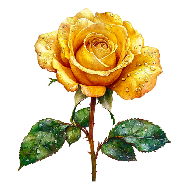 Yellow Rose Flower 100% Cotton Fabric Panel Block DD7032