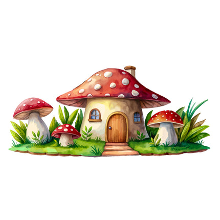 Mushroom House 100% Cotton Fabric Panel Block DD7801