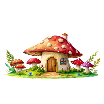 Mushroom House 100% Cotton Fabric Panel Block DD7802