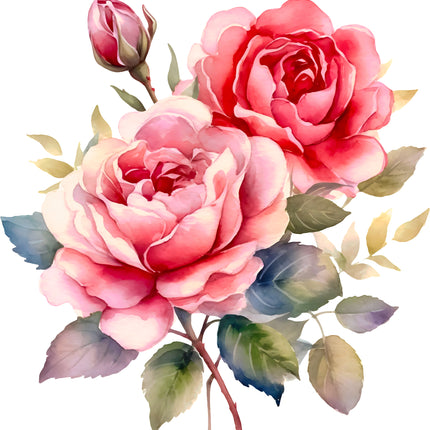 Pink Roses Flowers 100% Cotton Fabric Panel Block DD8002