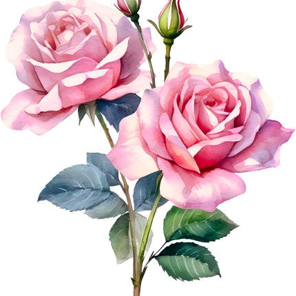 Pink Roses Flowers 100% Cotton Fabric Panel Block DD8004