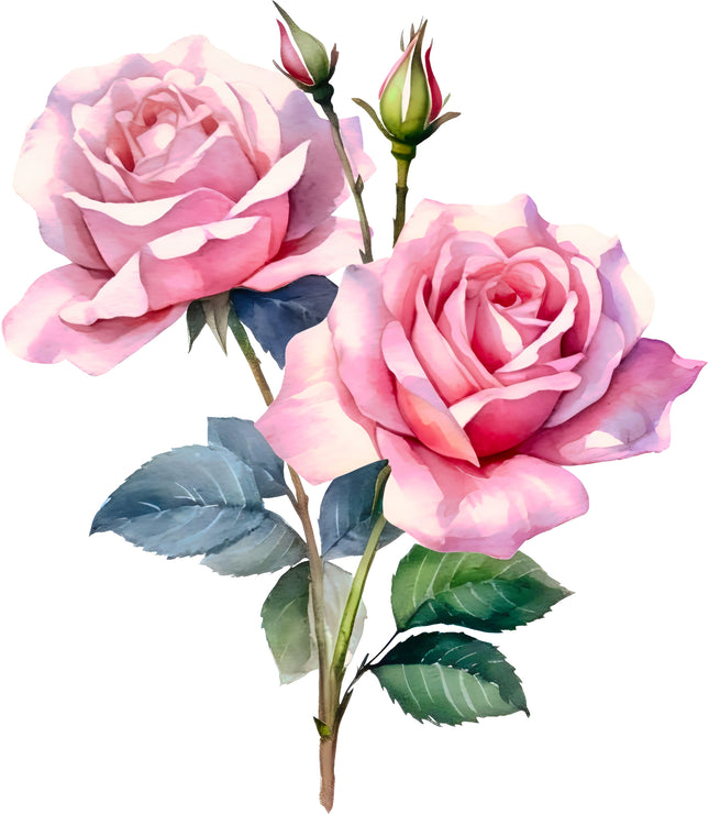 Pink Roses Flowers 100% Cotton Fabric Panel Block DD8004