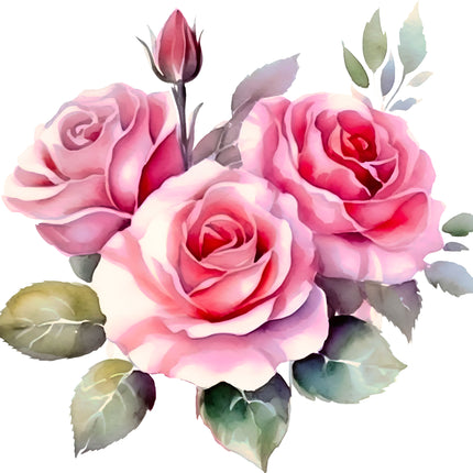 Pink Roses Flowers 100% Cotton Fabric Panel Block DD8006