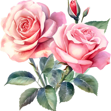 Pink Rose Flowers 100% Cotton Fabric Panel Block DD8010