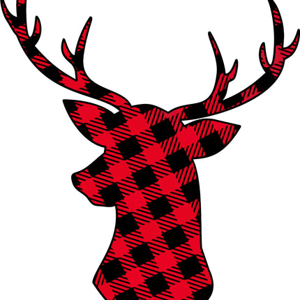 Red Black Buffalo Plaid Deer 100% Cotton Fabric Panel Block FLIP-DD9016