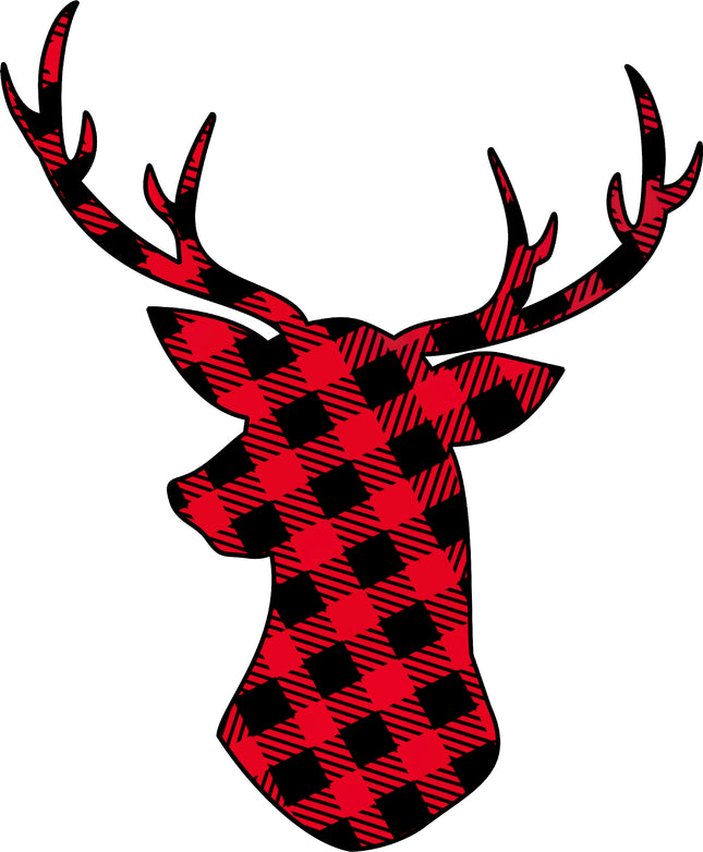 Red Black Buffalo Plaid Deer 100% Cotton Fabric Panel Block FLIP-DD9016