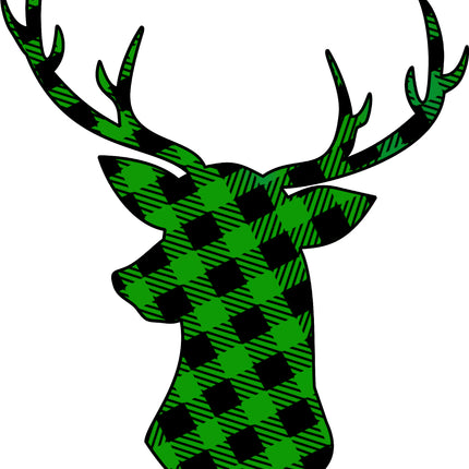Green Black Buffalo Plaid Deer 100% Cotton Fabric Panel Block FLIP-DD9017