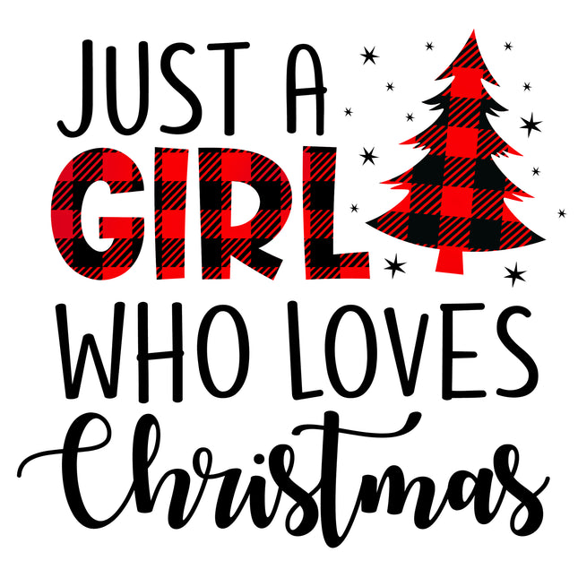 Just a Girl Who Loves Christmas 100% Cotton Fabric Panel Block DD9019