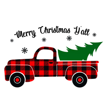 Merry Christmas Y'all 100% Cotton Fabric Panel Block DD9025