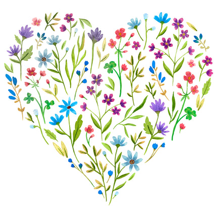 Floral Heart 100% Cotton Fabric Panel Block DD9222