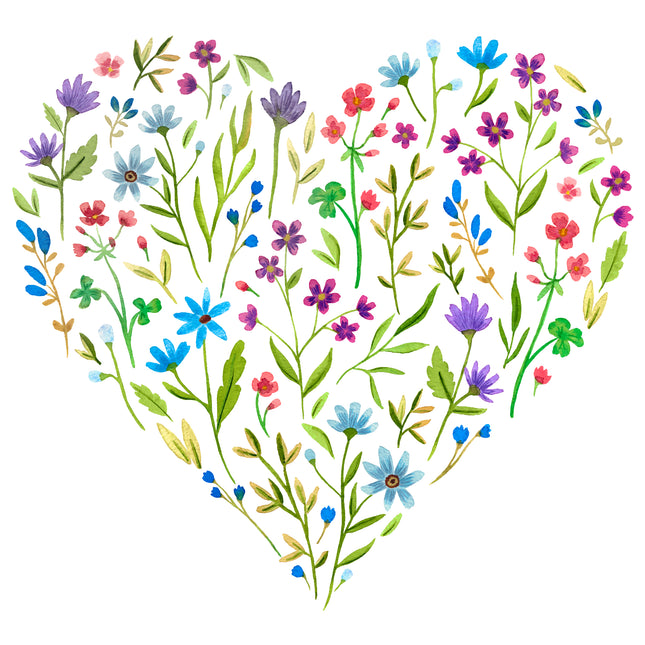 Floral Heart 100% Cotton Fabric Panel Block DD9222