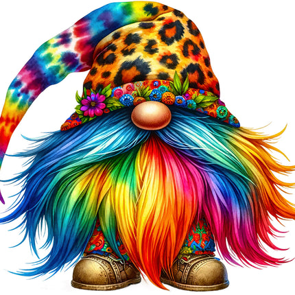 Colorful gnome with rainbow hair fabric panel