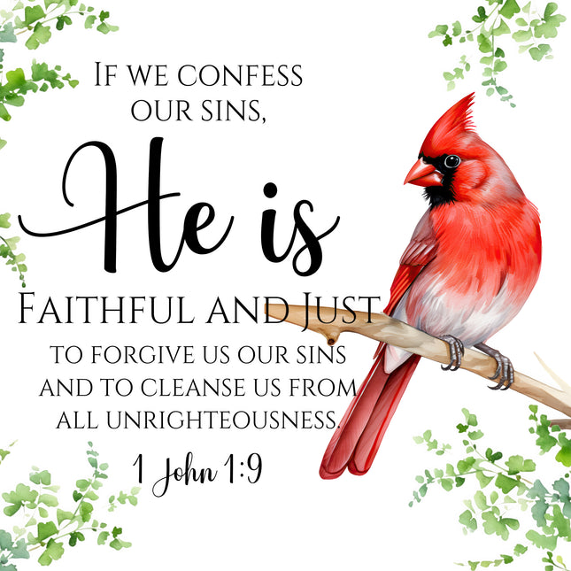 Bible Verse 1 John 1:9 Scripture 100% Cotton Fabric Panel Block DI132