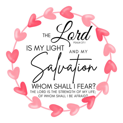Psalm 27:1 Bible Verse 100% Cotton Fabric Panel Block DI200