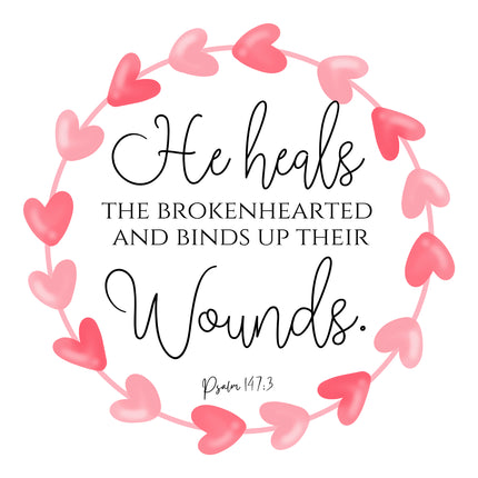 Psalm 147:3 Scripture 100% Cotton Fabric Panel Block DI202