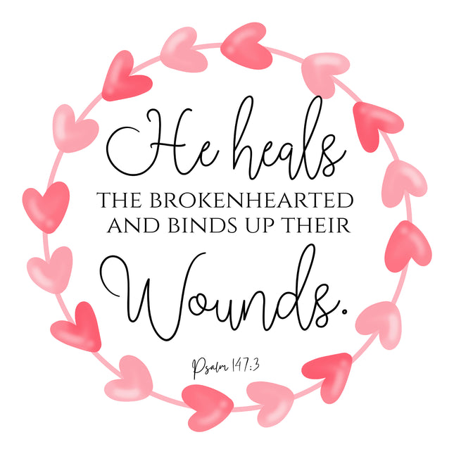 Psalm 147:3 Scripture 100% Cotton Fabric Panel Block DI202