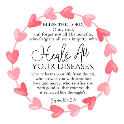 Psalm 103:2-5 Scripture 100% Cotton Fabric Panel Block DI203