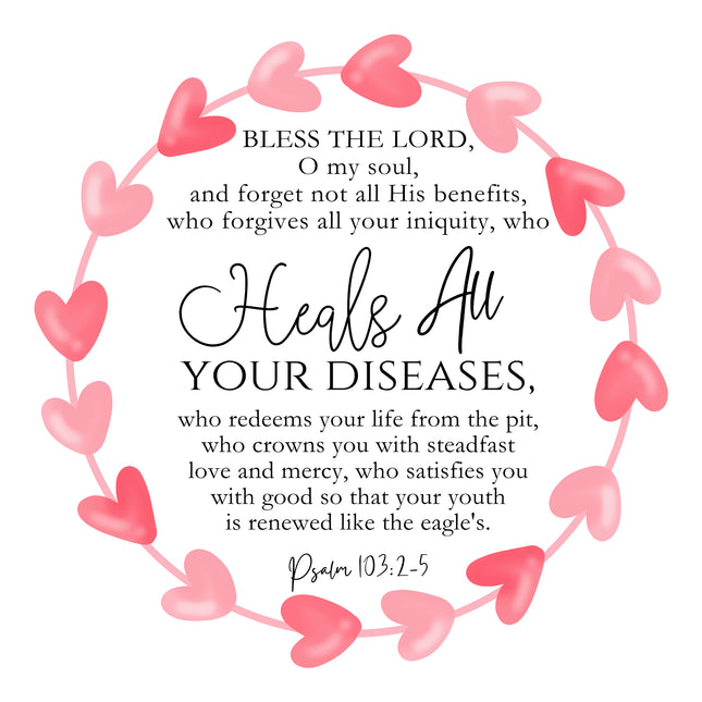Psalm 103:2-5 Scripture 100% Cotton Fabric Panel Block DI203