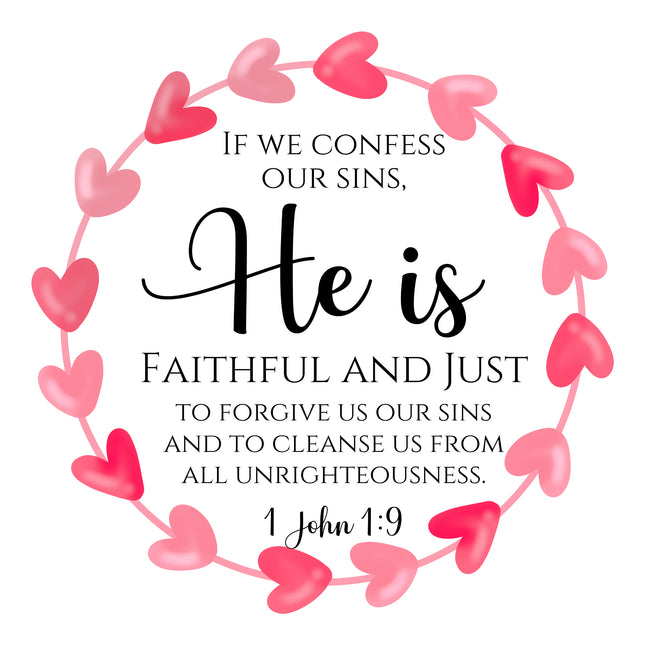 1 John 1:9 Bible Verse Scripture 100% Cotton Fabric Panel Block DI206