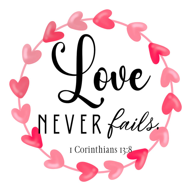 1 Corinthians 13:8 Bible Verse Scripture 100% Cotton Fabric Panel Block DI209