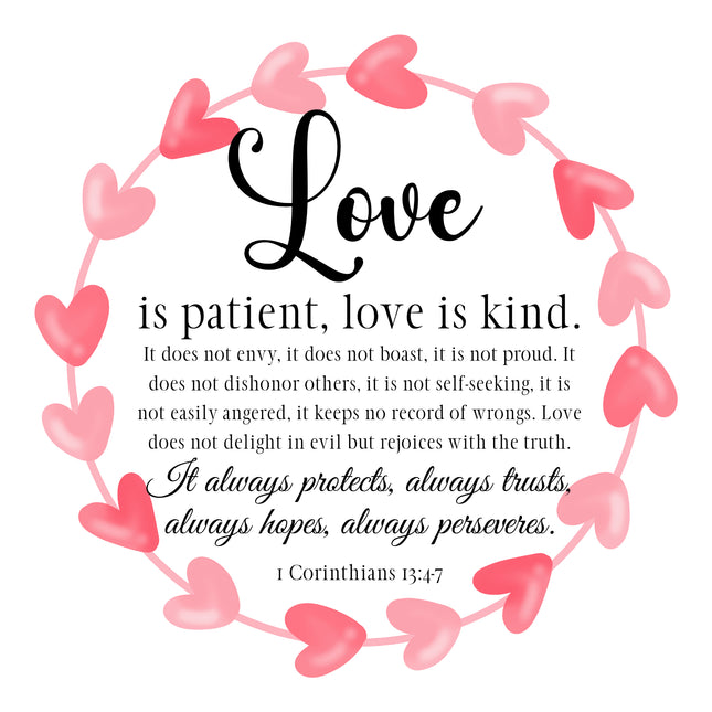 Corinthians 13:4-7 Scripture 100% Cotton Fabric Panel Block DI211