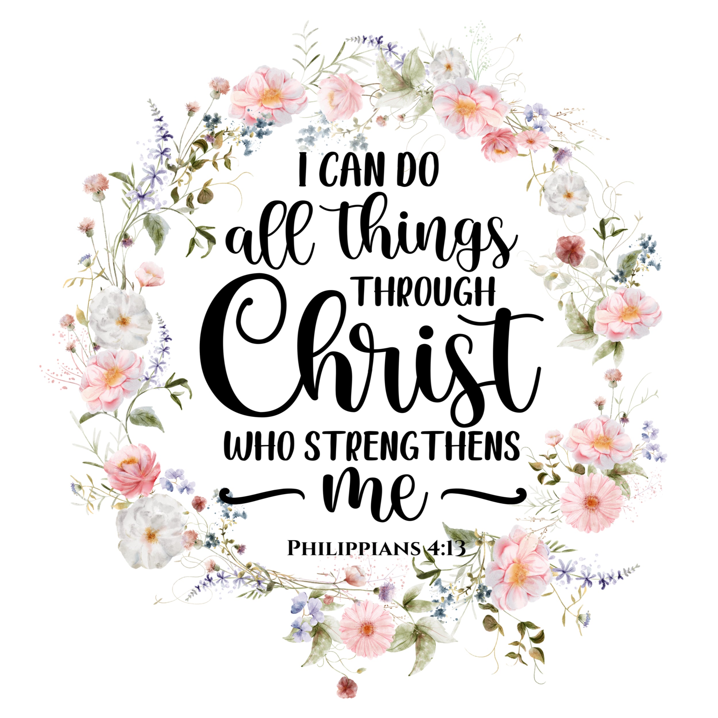 Bible Verse Philippians 4:13 Scripture 100% Cotton Fabric Panel Block ...