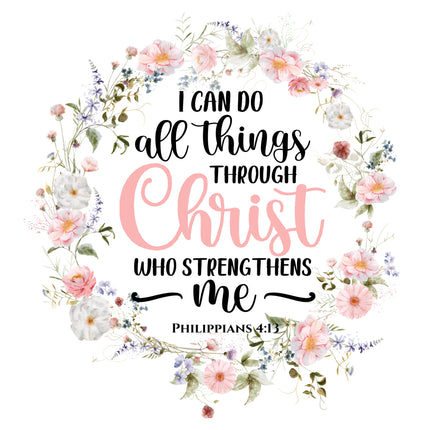 Bible Verse Philippians 4:13 Scripture 100% Cotton Fabric Panel Block DI306