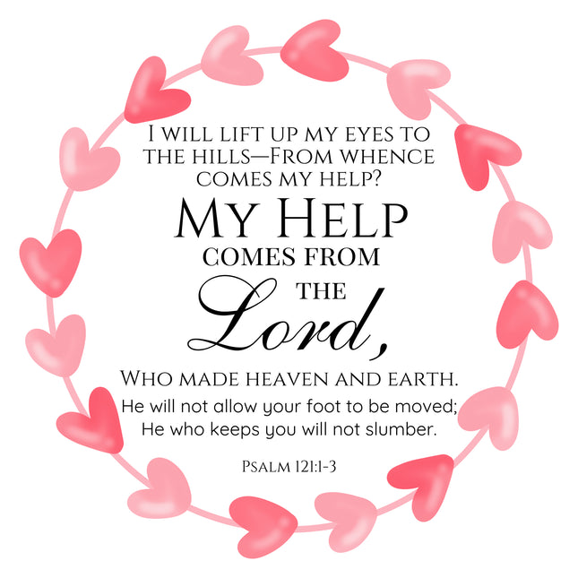 Bible Verse Psalm 121:1-3 Scripture 100% Cotton Fabric Panel Block DI447