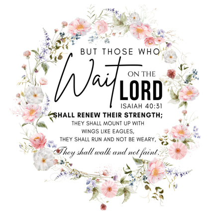Bible Verse Isaiah 40:31 Scripture 100% Cotton Fabric Panel Block DI450