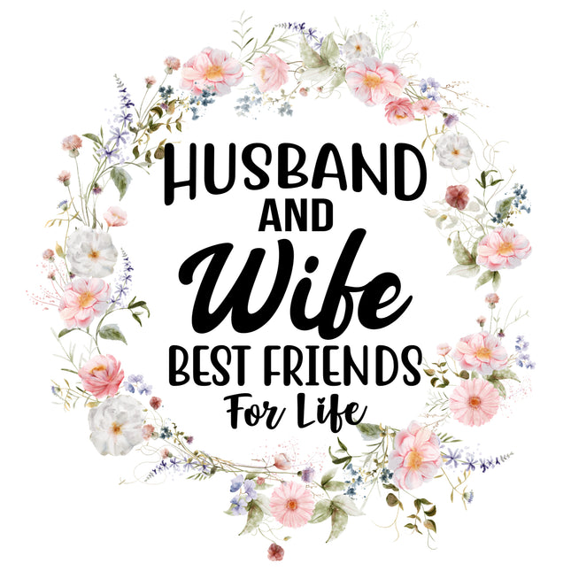 Husband & Wife Best Friends 100% Cotton Fabric Panel Block DI450