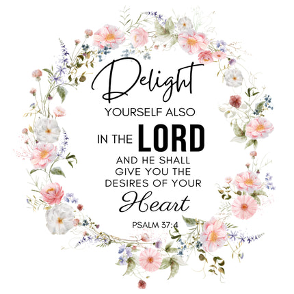 Bible Verse Psalm 37:4 Scripture 100% Cotton Fabric Panel Block DI451