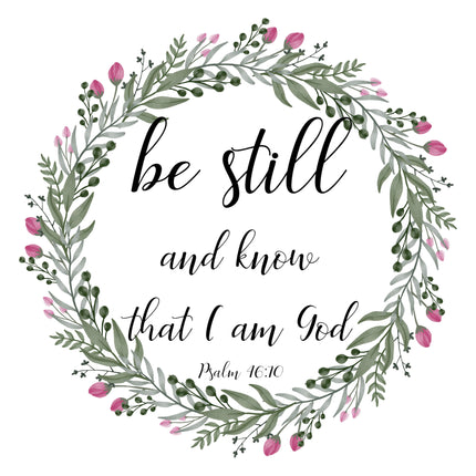 Bible Verse Psalm 46:10 Scripture 100% Cotton Fabric Panel Block DI477