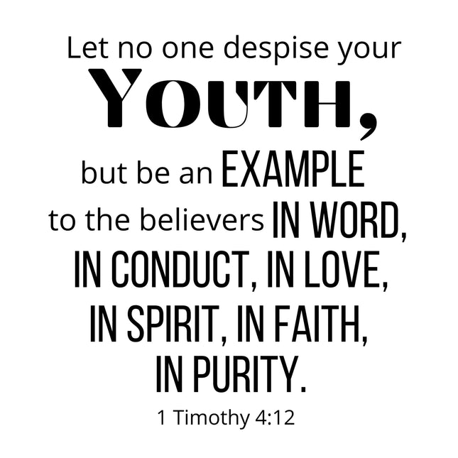 Timothy 4:12 Scripture 100% Cotton Fabric Panel Block DI6021