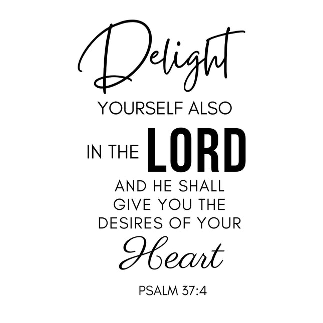 Psalm 37:4 Scripture 100% Cotton Fabric Panel Block DI607