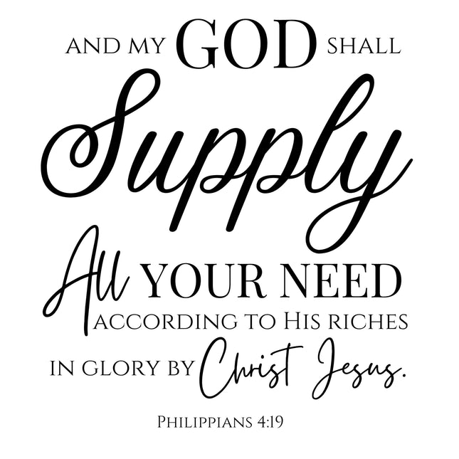 Philippians 4:19 Scripture 100% Cotton Fabric Panel Block DI609