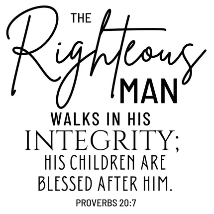 Proverbs 20:7 Scripture 100% Cotton Fabric Panel Block DI611