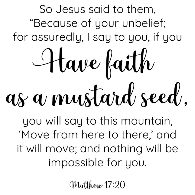 Matthew 17:20 Scripture 100% Cotton Fabric Panel Block DI612