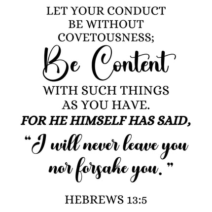 Hebrews 13:5 Scripture 100% Cotton Fabric Panel Block DI615