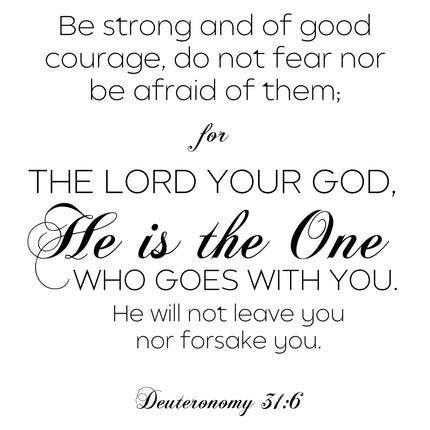Deuteronomy 31:6 Scripture 100% Cotton Fabric Panel Block DI616