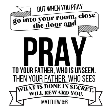 Matthew 6:6 Scripture 100% Cotton Fabric Panel Block DI624