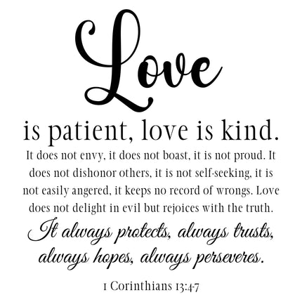 Corinthians 13:4-7 Scripture 100% Cotton Fabric Panel Block DI628