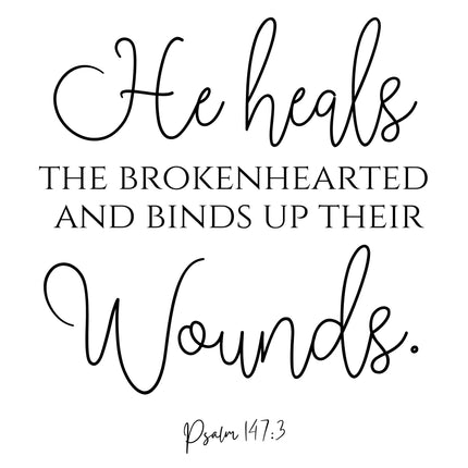 Psalm 147:3 Scripture 100% Cotton Fabric Panel Block DI636