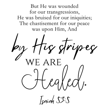Isaiah 53:5 Scripture 100% Cotton Fabric Panel Block DI639