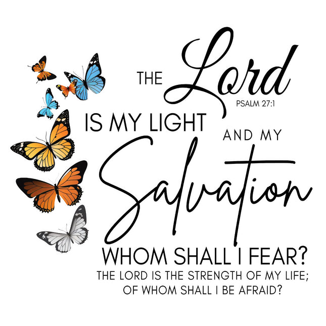 Psalm 27:1 Scripture 100% Cotton Fabric Panel Block DL100