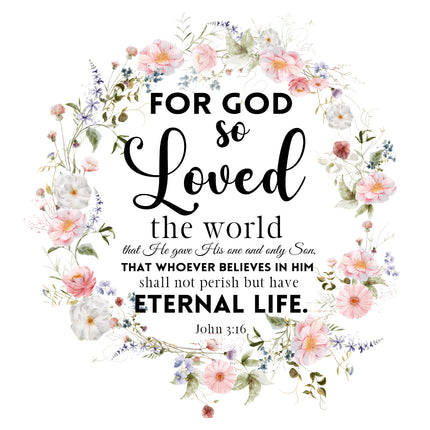 John 3:16 Scripture 100% Cotton Fabric Panel Block DL1019